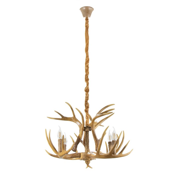 Люстра "Рога" 4хЕ14 40Вт коричневый 65х65х40-130 см - Фото 1