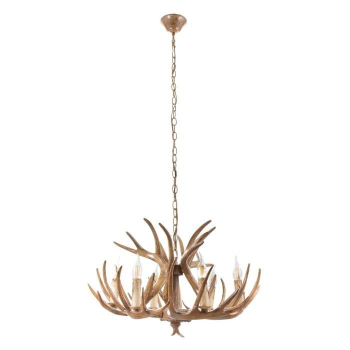 Люстра «Рога», 6хЕ14, 40 Вт, коричневая, 65×65×40-130 см - Фото 1
