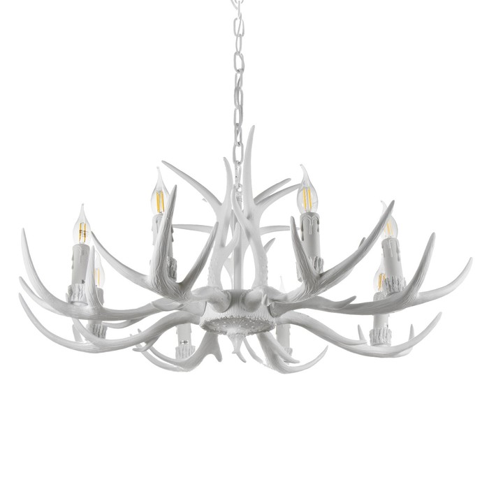 Люстра "Рога" 8хЕ14 40Вт белый 82х82х40-130 см - Фото 1