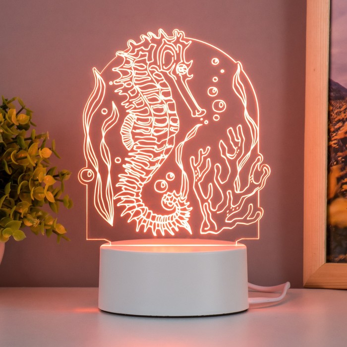 Светильник "Морской конёк" LED белый 11,5х9,5х14 см RISALUX - фото 1888512169