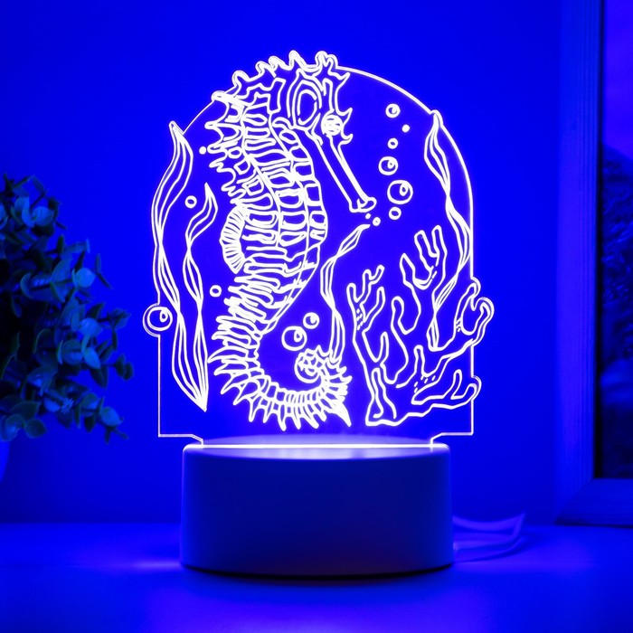 Светильник "Морской конёк" LED белый 11,5х9,5х14 см RISALUX - Фото 1