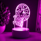 Светильник 3D RISALUX «Волк», LED-ночник, белый 12×9.5×16 см - фото 26605457