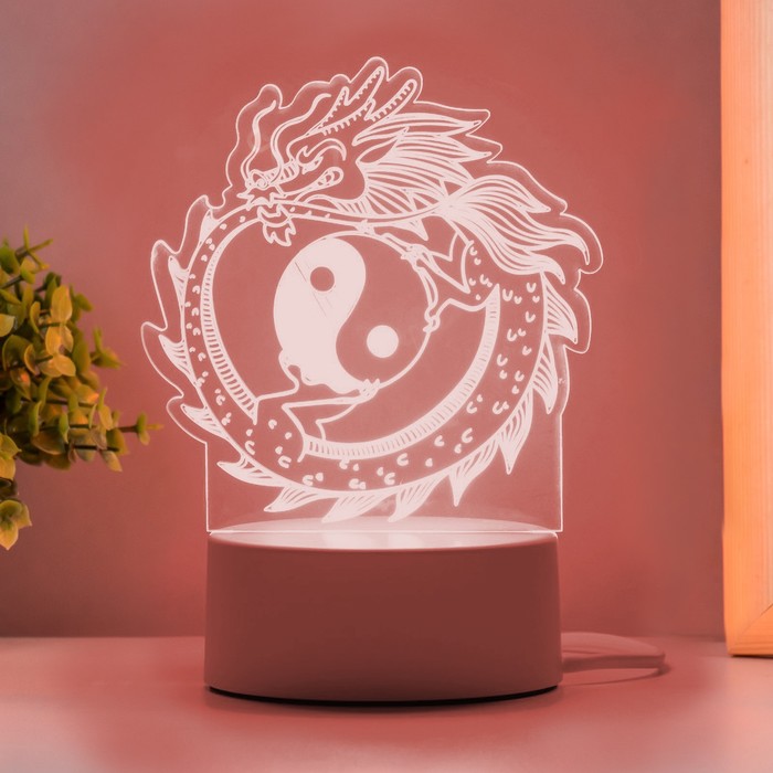 Светильник "Китайский дракон" LED белый 14х9,5х16 см - фото 1907631614