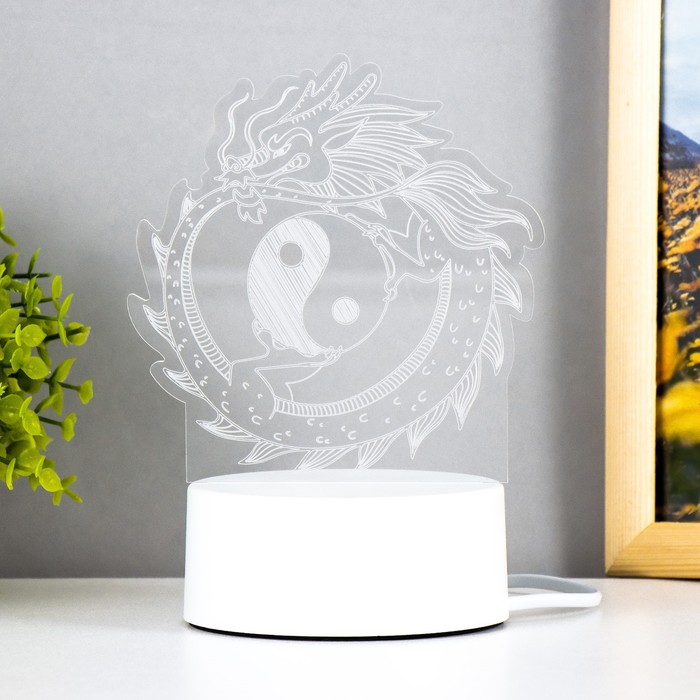 Светильник "Китайский дракон" LED белый 14х9,5х16 см - фото 1907631615