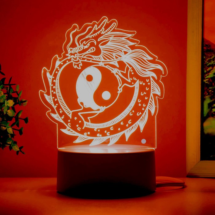 Светильник "Китайский дракон" LED белый 14х9,5х16 см - фото 1907631616