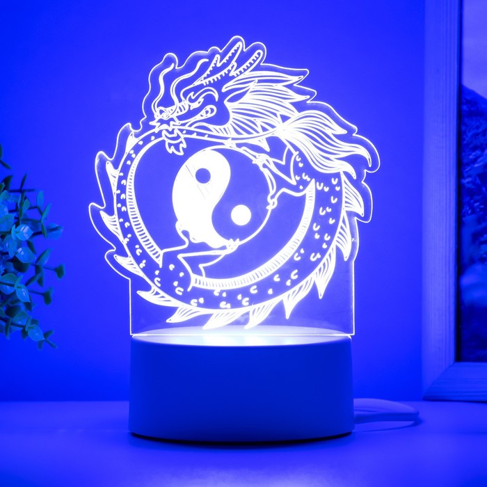 Светильник "Китайский дракон" LED белый 14х9,5х16 см - фото 1907631617