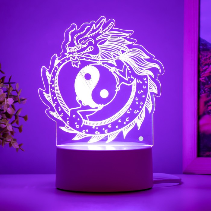 Светильник "Китайский дракон" LED белый 14х9,5х16 см - фото 1907631613