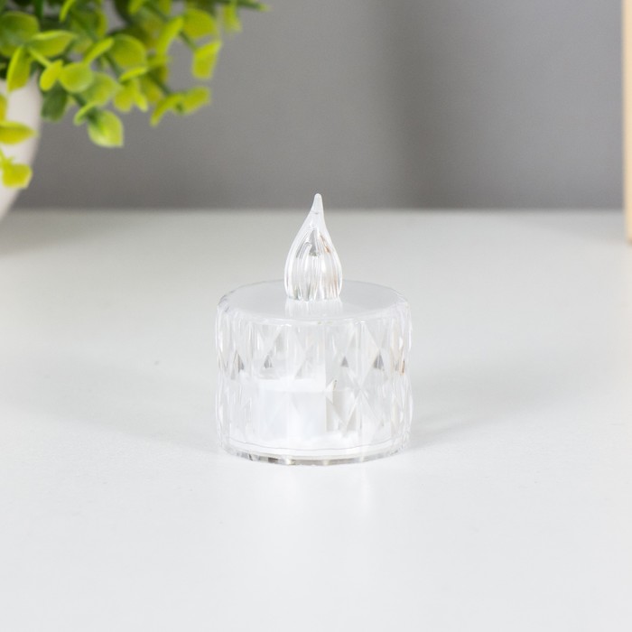 Светодиодная свеча, ночник LED RISALUX «Малютка», от батареек, прозрачный, 3×LR41, 3.5×3.5×5 см - Фото 1