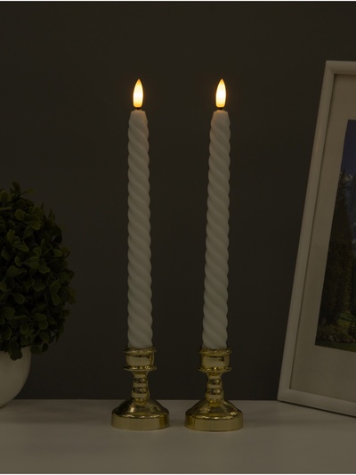 Набор светодиодных свечей, ночники LED RISALUX «Спираль», 2 шт., от батареек 2×ААА, 4.5×4.5×22 см