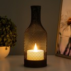 Светодиодная свеча в подсвечнике RISALUX «Бутылка», LED-ночник, от батареек 2×АА, чёрный, 9.5×9.5×25.5 см - фото 24369000