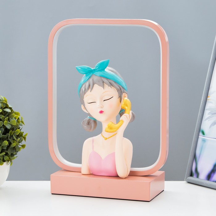 Настольная лампа «Девушка с телефоном» LED 15 Вт коричневый 24×10×34 см RISALUX - Фото 1