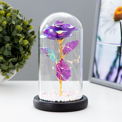 Фигурка светящаяся колба RISALUX «Цветной цветок», LED - ночник, от батареек 3×ААА, 11×11×20 см