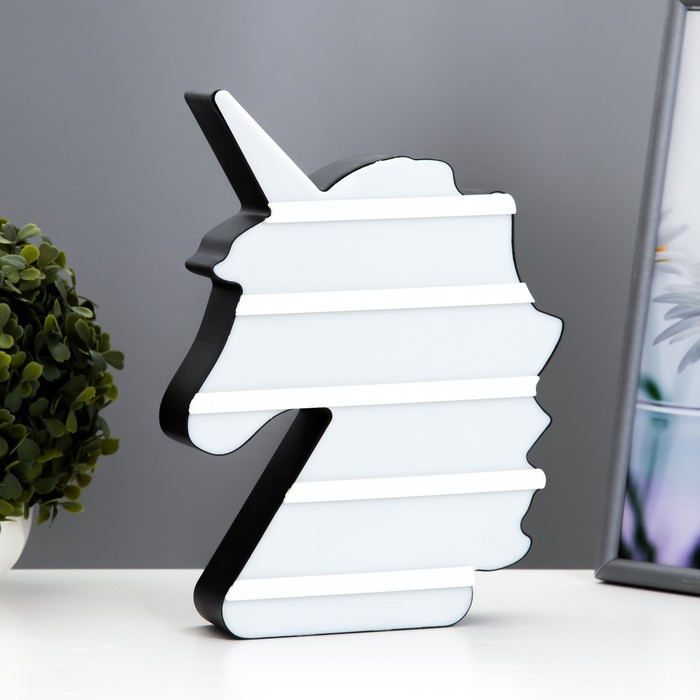 Фигурка светящаяся RISALUX «Единорог», LED-ночник, английский алфавит, цифры, от батареек/USB, 27.5×20×5 см