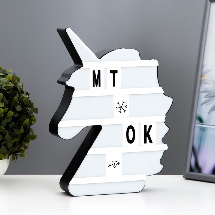 Фигурка светящаяся RISALUX «Единорог», LED-ночник, английский алфавит, цифры, от батареек/USB, 27.5×20×5 см - Фото 1