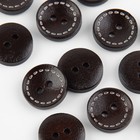 Пуговицы деревянные, 2 прокола, d = 15 мм, 20 шт, цвет чёрный - Фото 2