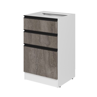 Шкаф напольный «Ноктюрн», 3 ящика, 500×450×820 мм, цвет белый/бетон тёмный/антрацит