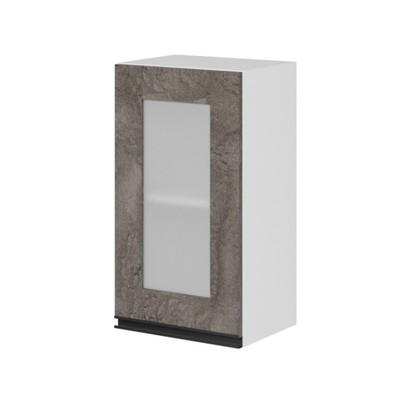 Шкаф навесной «Ноктюрн», с витриной, 400×300×720 мм, цвет белый/бетон тёмный/антрацит