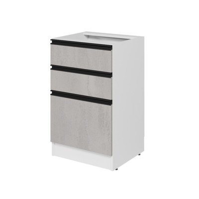 Шкаф напольный «Сюита», 3 ящика, 500×450×820 мм, цвет белый/бетон тёмный/антрацит