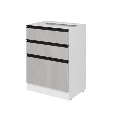 Шкаф напольный «Сюита», 3 ящика, 600×450×820 мм, цвет белый/бетон тёмный/антрацит