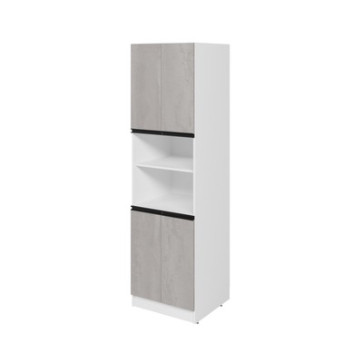 Пенал для кухни «Сюита», 4 дверцы, 600×566×2140 мм, цвет белый/бетон светлый/антрацит