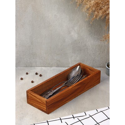 Лоток деревянный для подачи столовых приборов и специй Adelica, 27×10×5 см, дуб