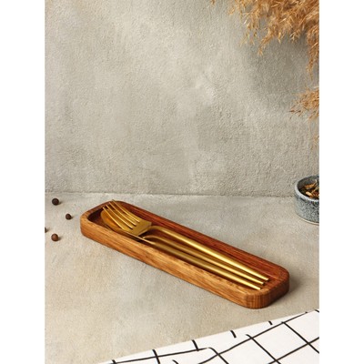 Лоток деревянный для подачи столовых приборов и специй Adelica, 27×7×2 см, дуб