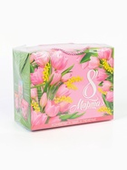 Подарочный набор «8 марта», чай зелёный со вкусом жасмина 50 г, печенье брауни 120 г, конфеты с шоколадной начинкой 110 г - фото 122939062