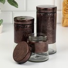Набор банок стеклянных для сыпучих продуктов «Богема», 3 предмета: 350/550/800 мл, цвет коричневый - Фото 3