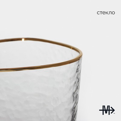 Бокал для вина Magistro «Жемчуг», 300 мл, 8.5×22 см, стекло, с золотой отводкой, прозрачный