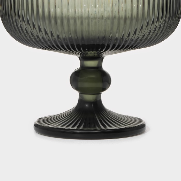Креманка стеклянная Magistro «Грани», 300 мл, 12×10 см, цвет графит - фото 1884095156