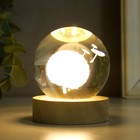 Сувенир стекло подсветка "Одуванчик" d=6 см подставка дерево, USB 6,5х6,5х7,5 см - фото 10803850