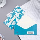 Конверт для денег "С Днём Рождения!" вырубка, тиснение, голубой фон, белые цветы, 8,3х16,7 см  95058 - фото 24609250