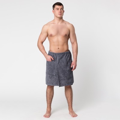 Полотенце банное Экономь и Я "Килт с карманом" 50х150 см, цвет серый, 100% хлопок, 320 г/м2