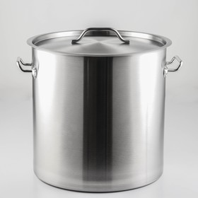 УЦЕНКА Кастрюля из нержавеющей стали HoReCa, 50 л, толщина 0.8 мм, 201 сталь, металлическая крышка 9515014