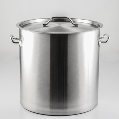 УЦЕНКА Кастрюля из нержавеющей стали HoReCa, 50 л, толщина 0.8 мм, 201 сталь, металлическая крышка