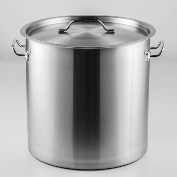 УЦЕНКА Кастрюля HoReCa, 33 л, толщина 0.8 мм, 201 сталь, металлическая крышка - Фото 1