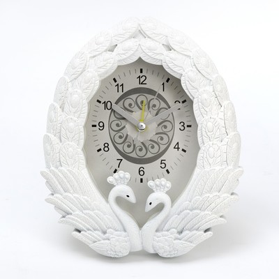 Часы - будильник настольные "Павлины", дискретный ход, циферблат 7 х 11 см, 14.5 х 15.5 см