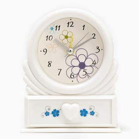 Часы - будильник настольные "Цветок" с ящичком для мелочей, d-6.5 см, 10.2 х 12.5 см, АА