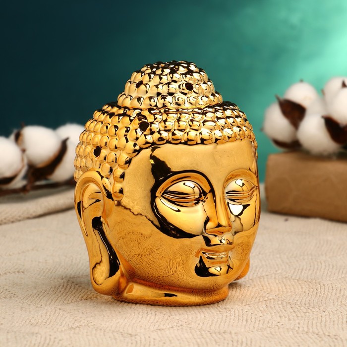 Аромалампа - подставка для благовоний "Будда" 12х10см, золото - фото 1907633884