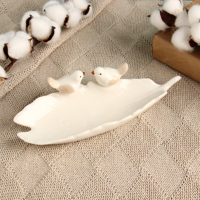 Декоративная подставка для мелочей TAKE IT EASY «Пташки», 21×8×5 см, белая - Фото 1