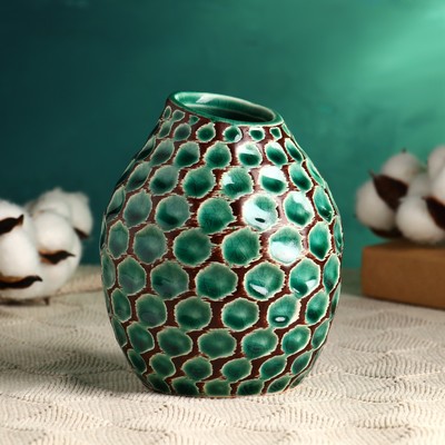 Ваза «Дрейк», 600 мл, 13×10 см, керамика, зелёная