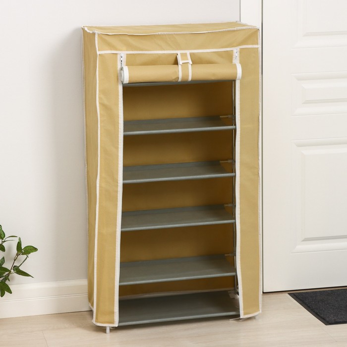 Обувница, 6 ярусов, 60×28×105 см, цвет МИКС - Фото 1