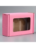 Коробка подарочная сборная с окном, упаковка, «Розовый», 24 х 8 х 16 см (комплект 5 шт) - фото 24384791