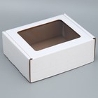 Коробка подарочная сборная с окном белая, упаковка, 27х10х21 см - фото 319277943