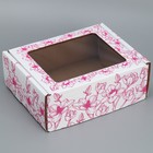 Коробка подарочная сборная с окном, упаковка, «Цветы», белый ,27х10х21 см - фото 319277955
