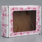 Коробка подарочная сборная с окном, упаковка, «Цветы», белый ,27х10х21 см - Фото 3
