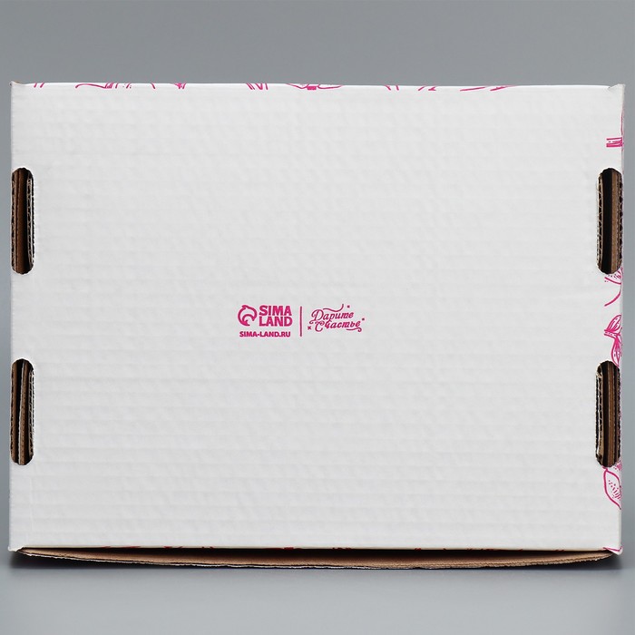 Коробка подарочная сборная с окном, упаковка, «Цветы», белый ,27х10х21 см - фото 1907633966