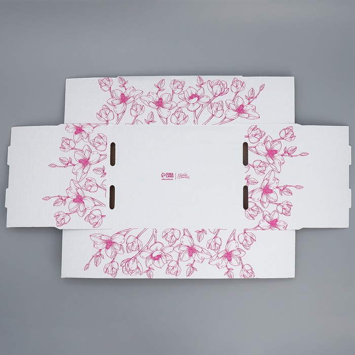 Коробка подарочная сборная с окном, упаковка, «Цветы», белый ,27х10х21 см - фото 1907633968