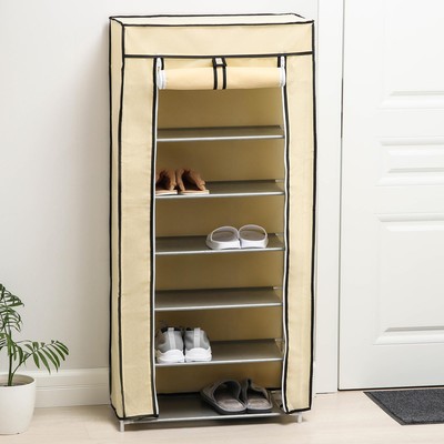 Обувница, 7 ярусов, 60×30×120 см, бежевая