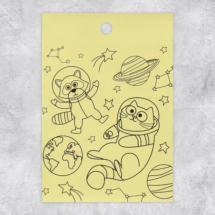 Наклейки бумажные «Космические животные», c раскраской на обороте, 11 × 15,5 см - фото 1907634031